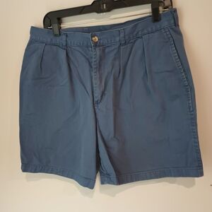 Vintage Sears The Mens Store Blue Pleated Chino Shorts Mens 34 Cotton 6" Inseam